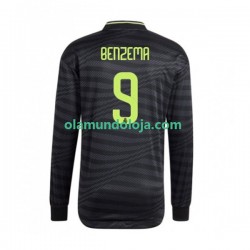 Camisola Real Madrid Karim Benzema 9 Homem Equipamento Terceiro 2022-2023 Manga Comprida